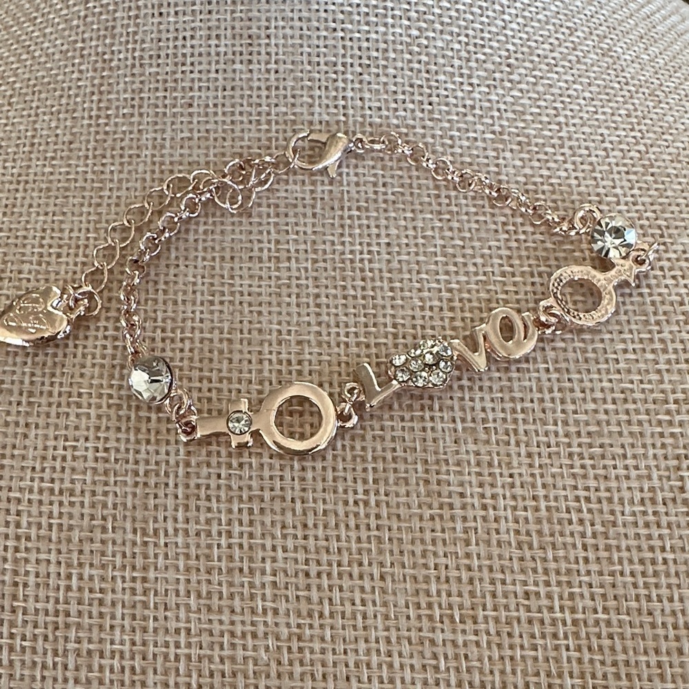 Betsey Johnson Rose Gold Tone Love Bracelet